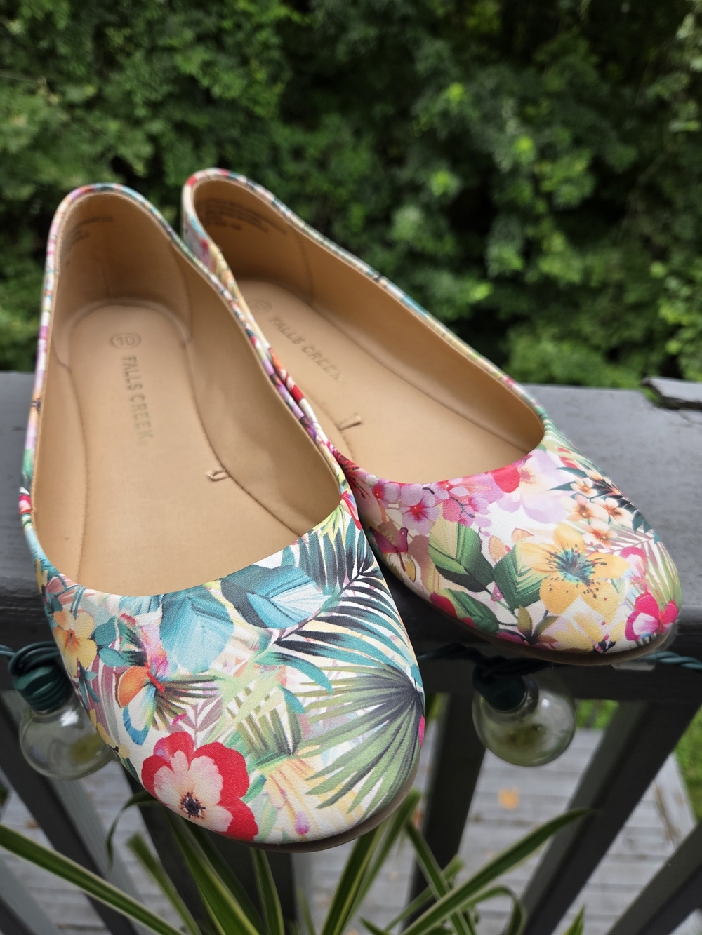 Falls Creek Floral Print Ballet Flats - Teal, Pink, Yellow, Green